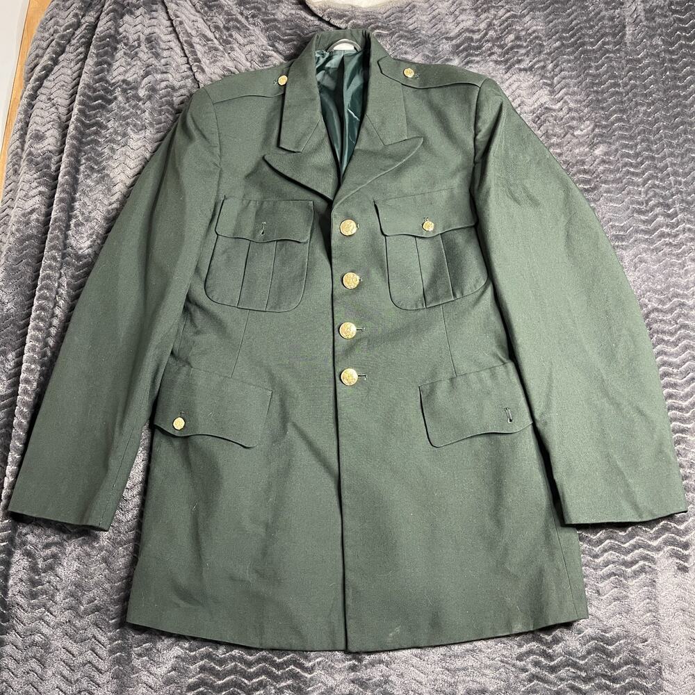 Vintage United States Army Jacket Mens 43L Green Button Wool